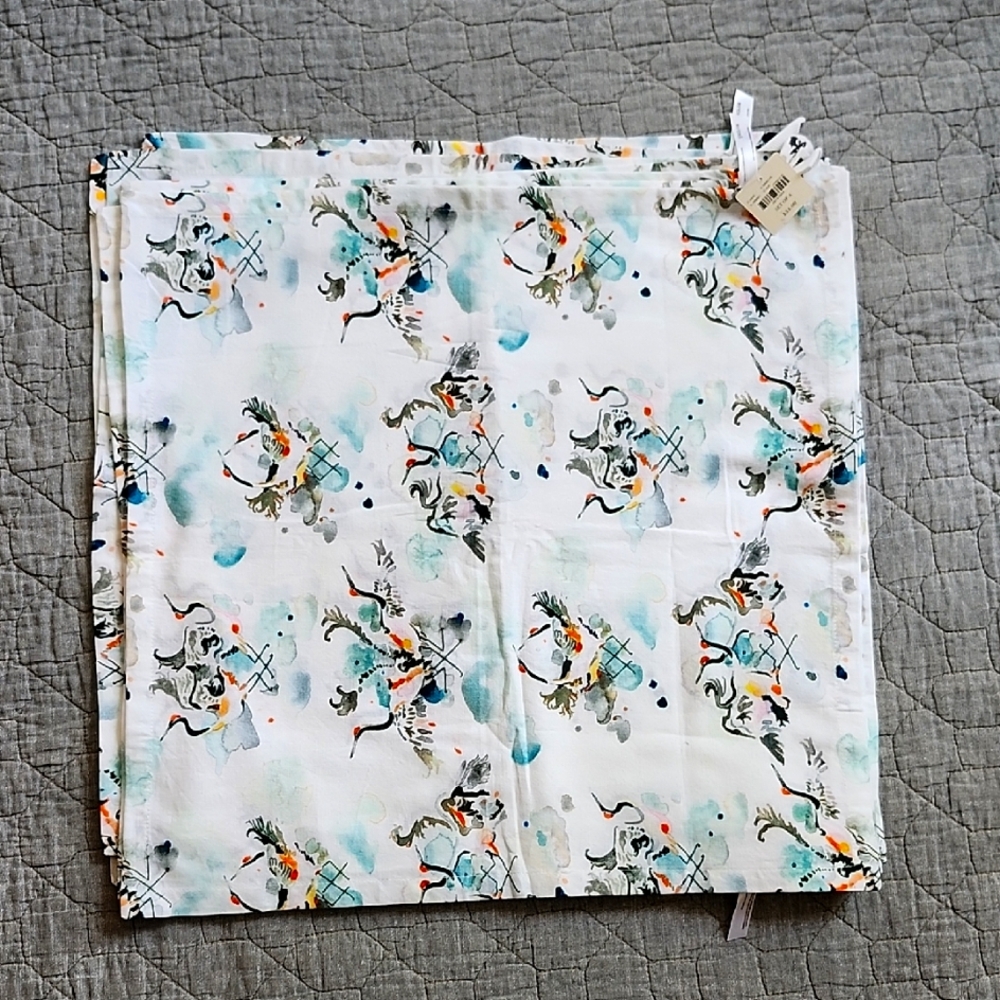 Anthropologie White and Multicolor Patterned Napkins Set Of 7